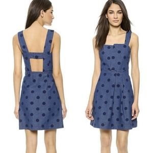 Band of Outsiders Denim Polka Dot Cut Out Dress